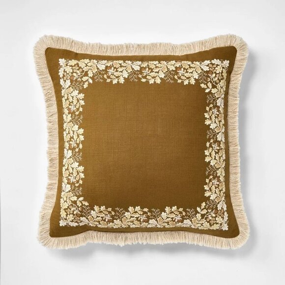 20" Oak Printed Throw Pillow with Fringe Olive - Threshold Studio McGee - Target - Picture 1 of 7